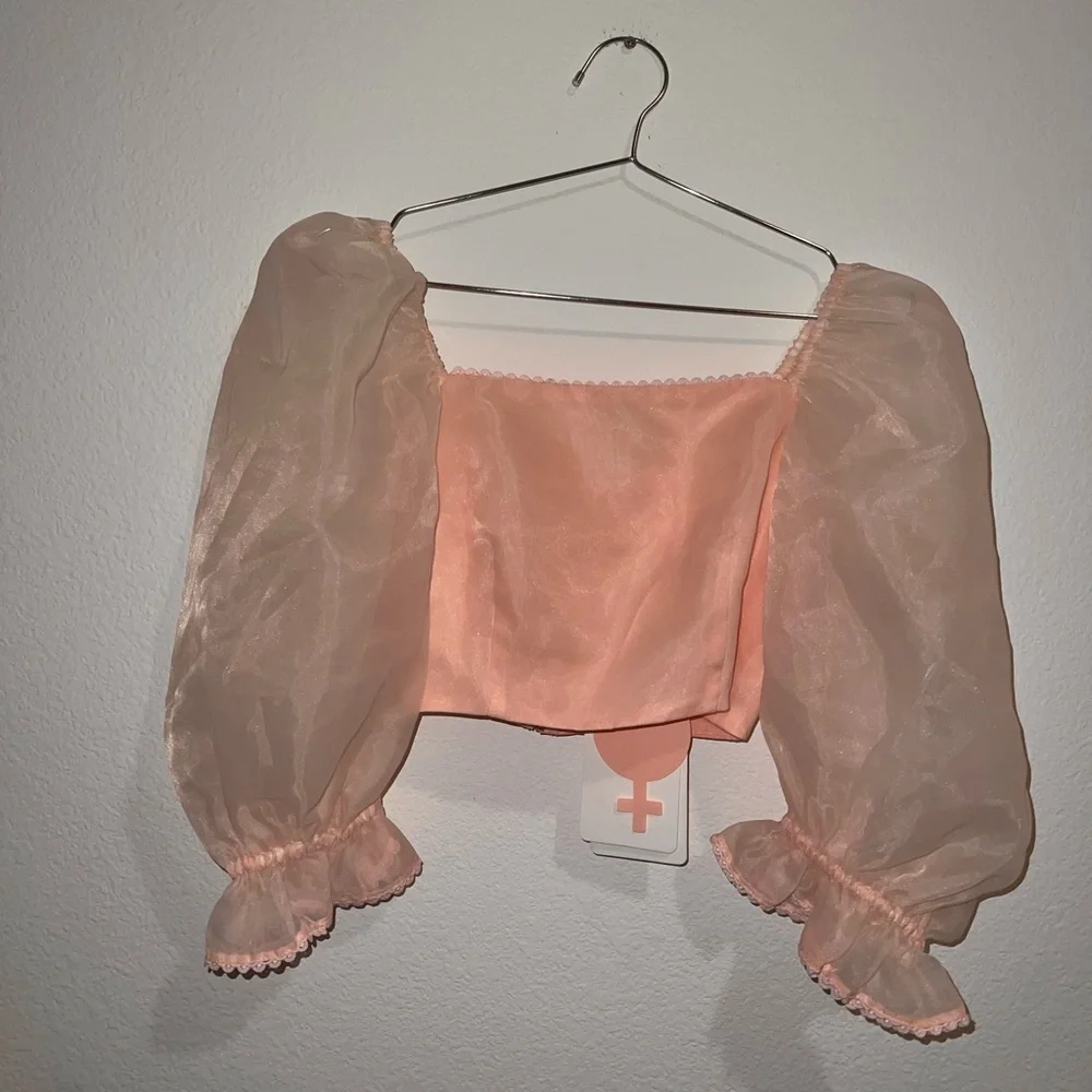Selkie Baby Powder Puff Sleeve Crop Top - Picture 1 of 4